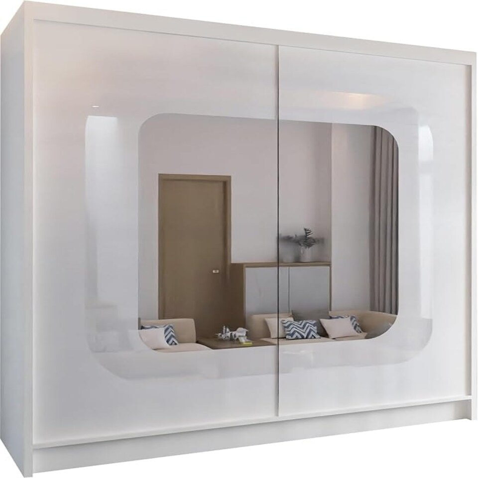 image 1 of Modern Sliding Mirror Wardrobe 150/203cm White/Black/Grey/Walnut Black | 150cm