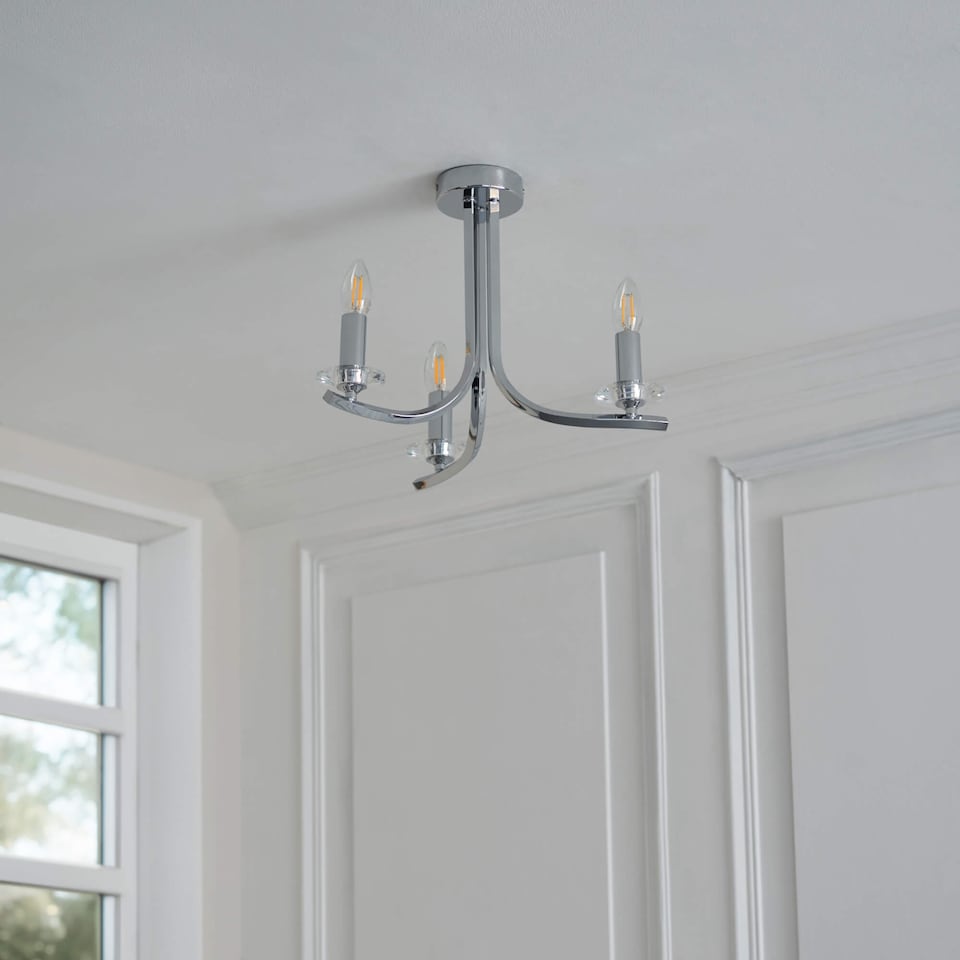 image 1 of Morden Polished Chrome Semi-Flush Ceiling Light