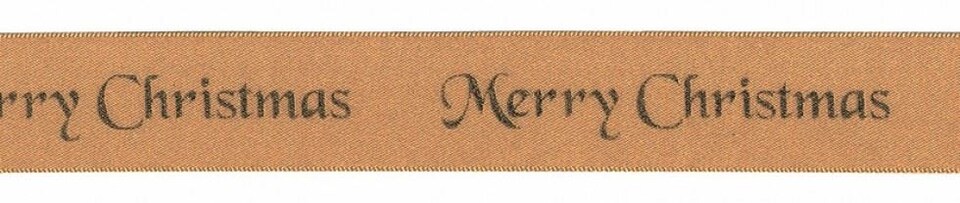 Berisfords 7 Gold/Gold 25mm Merry Christmas Ribbon (Value Roll) for Dressmaking - per 20 metre roll