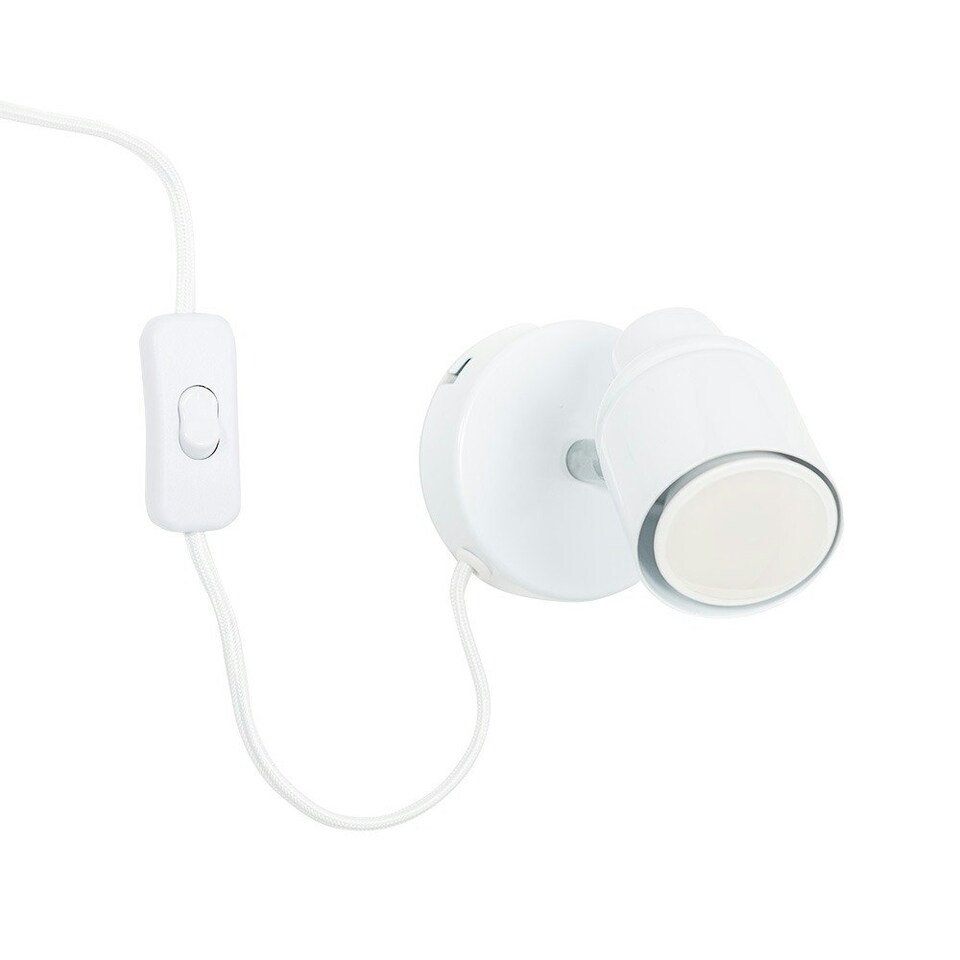 image 1 of ValueLights Benton Adjustable Plug In Wall Light & Bulb White