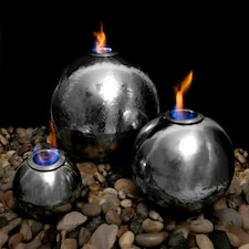 Primrose Magma Triple Sphere Stainless Steel Fire & Water Feature & Reservoir