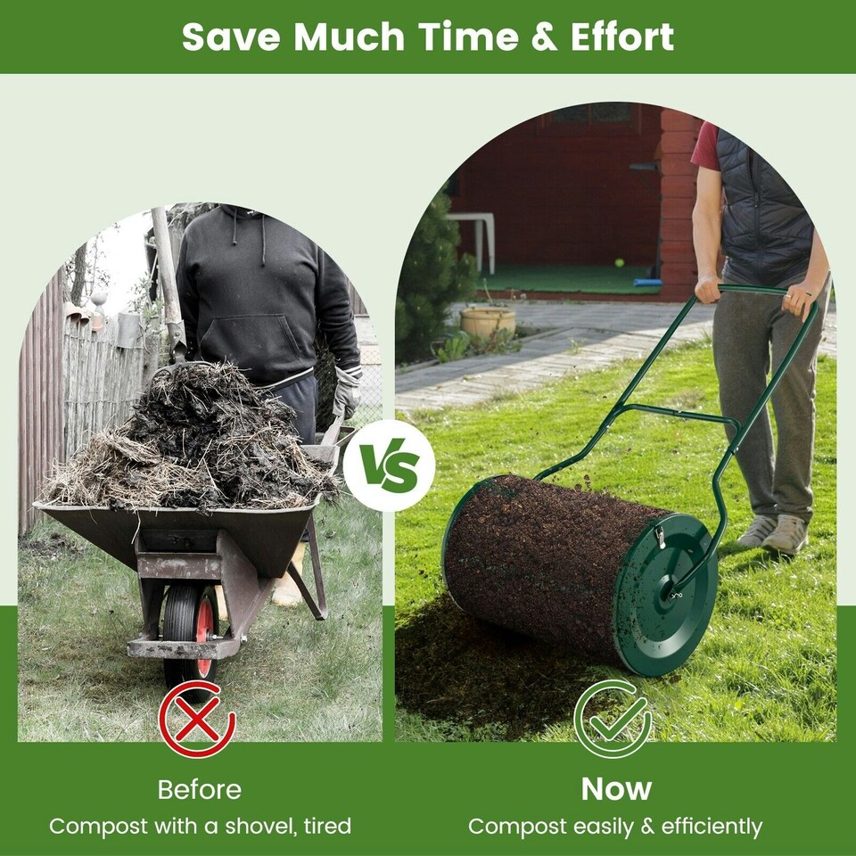 image 1 of COSTWAY 27 Inch Compost Spreader Peat Moss Spreader