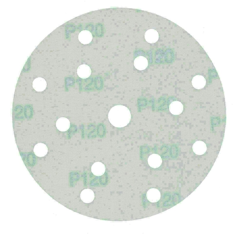 image 1 of 150mm Sanding Discs Aluminium Oxide Abrasive 120 Grit 15 Hole Hook + Loop 200pc