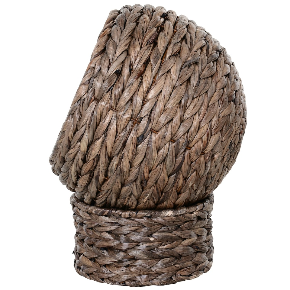 image 1 of PawHut Wicker Cat House, Raised Cat Bed with Cushion, 42 x 33 x 52cm, Dark Brown