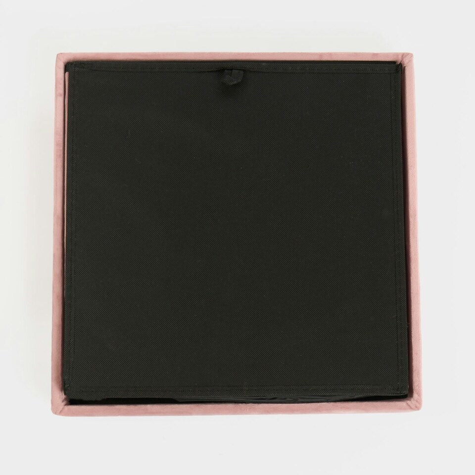 image 1 of OHS Matte Velvet Soft Foldable Cube Footstool Seat Storage Organiser Ottoman Pink | Blush Pink