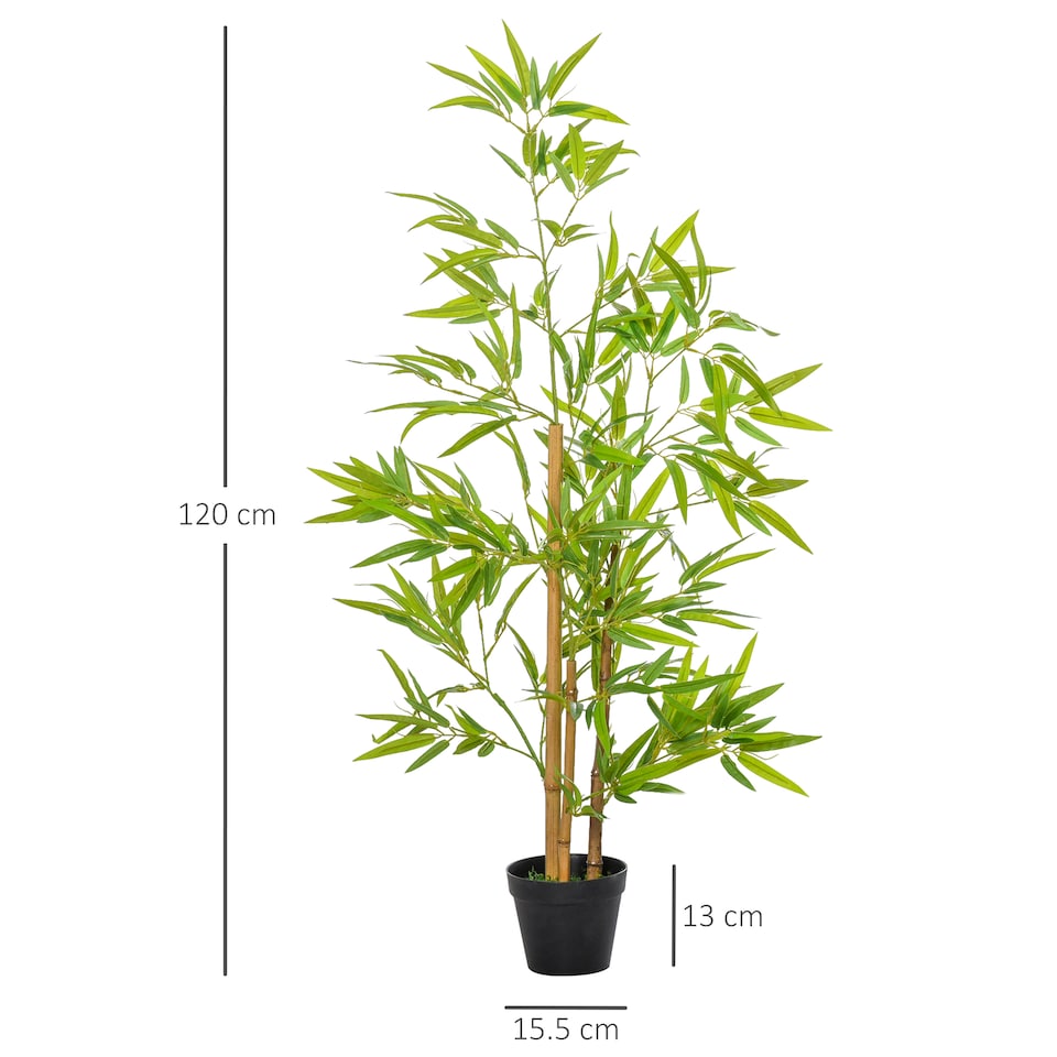 image 1 of Outsunny Set of 2 120cm4FT Artificial Bamboo Trees Decorative Plant w Heavy Pot Indoor Style Home Office Greenery Decoration