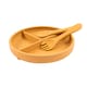 image 1 of Tiny Dining Baby Silicone Suction Plate, Fork & Spoon Set - Ochre