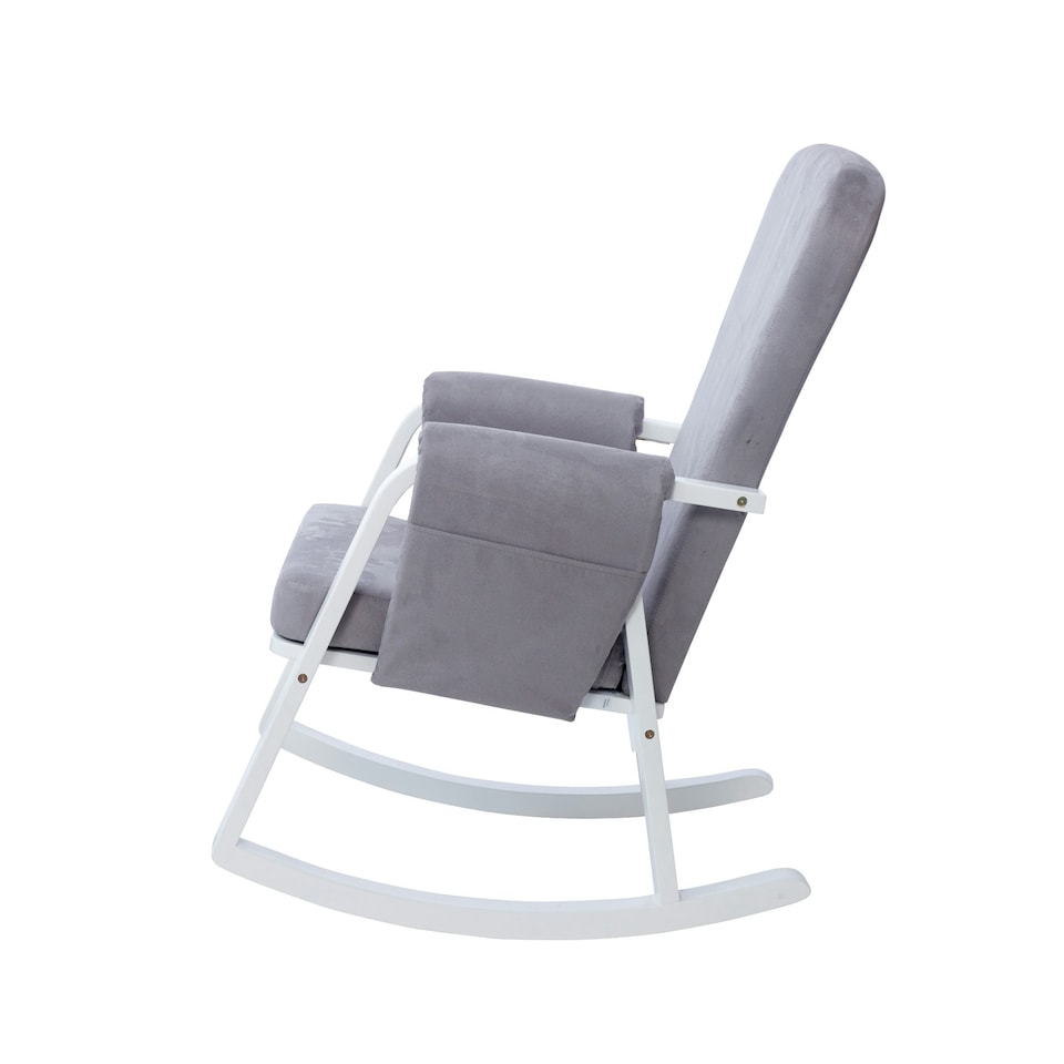 image 1 of Dursley Rocking Chair - Comfortable Rocking Chair With Padded Support, Suedette Fabric With Side Pockets & Compact Design (Pearl Grey)