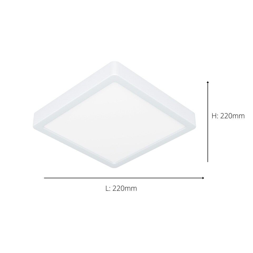 image 1 of EGLO Fueva 6 Ultra-Slim Surface-Mounted White Square LED Ceiling Light WBS White
