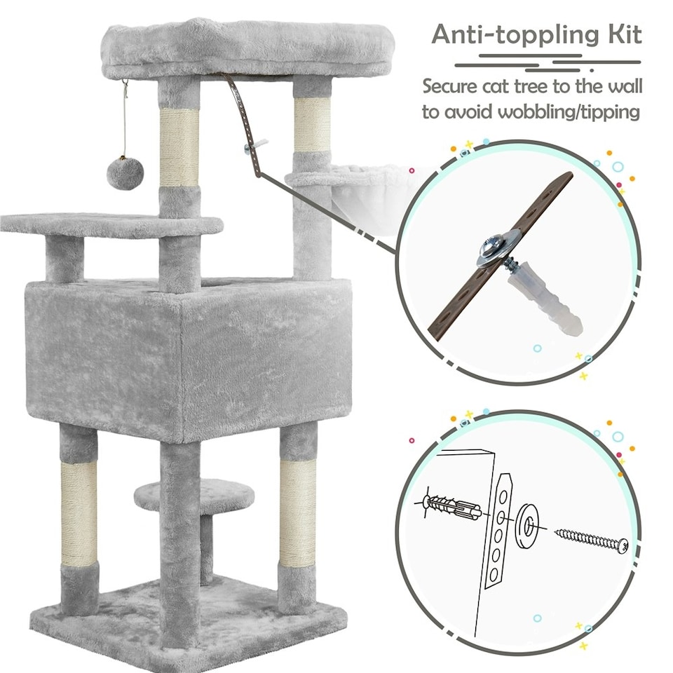 image 1 of Yaheetech 116.5 cm Multilevel Cat Tree with Condo Light Grey