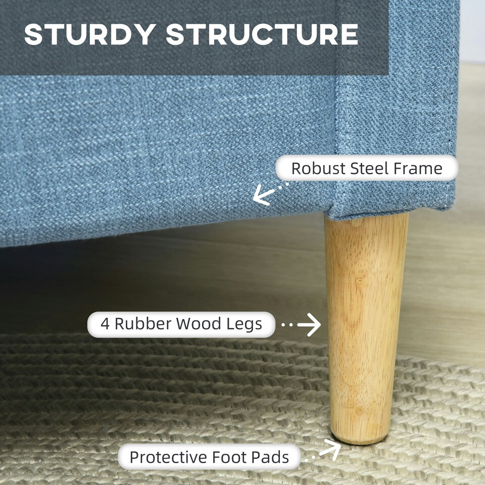 image 1 of HOMCOM Modern Armchair Upholstered Accent Chair for Bedroom Home Office Blue