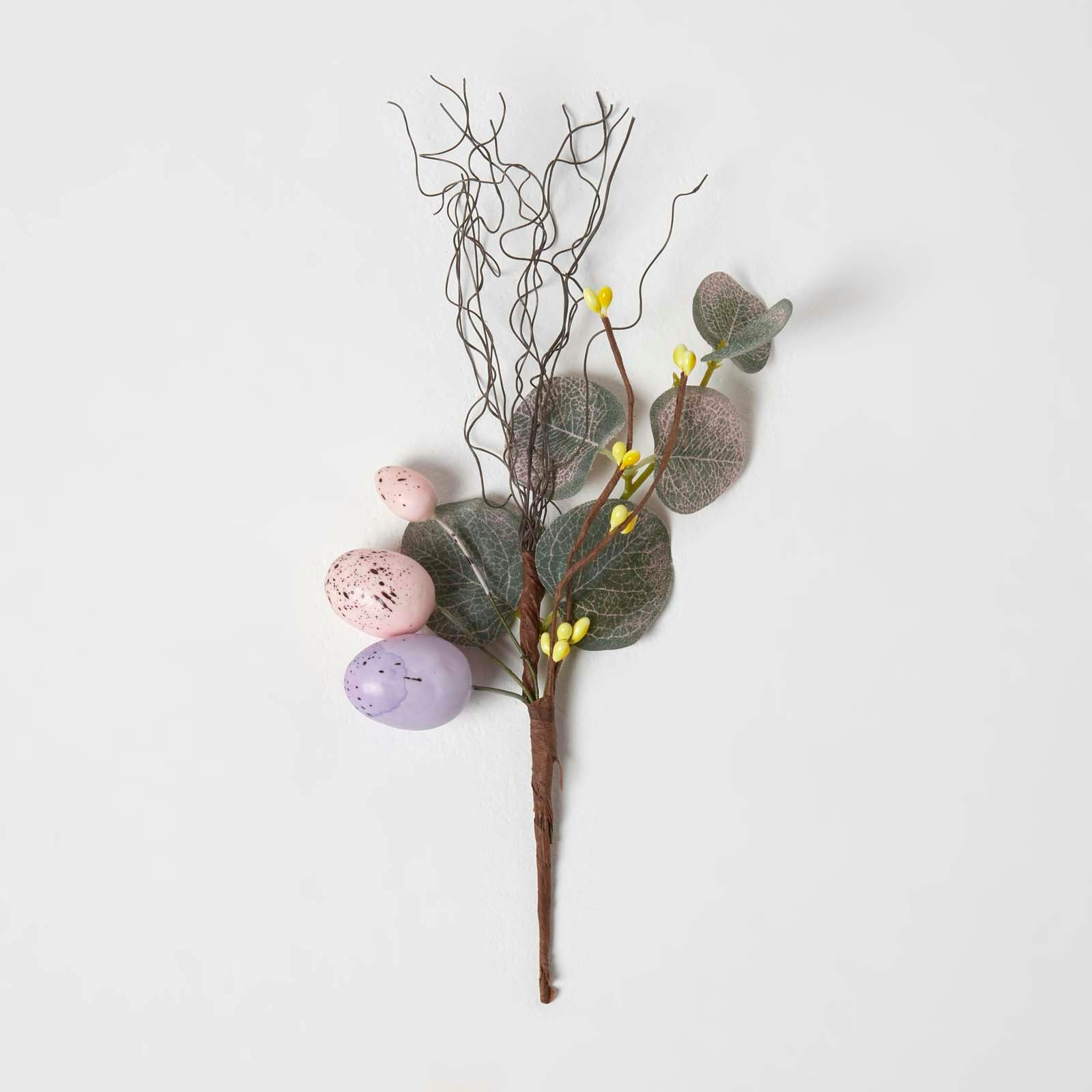 Homescapes Spring Easter Egg & Eucalyptus Pick in Purple