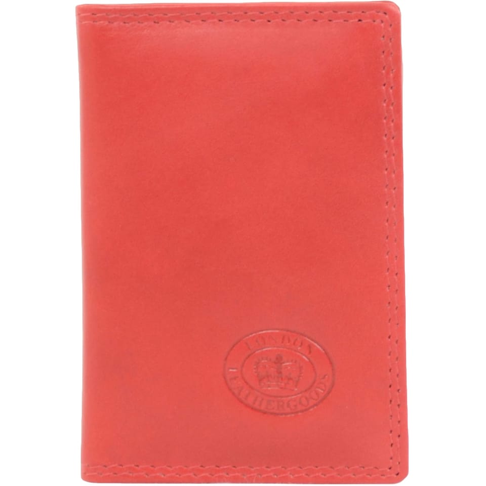 image 1 of London Leathergoods Unisex Soft Leather Credit Card/Travel Card Holder/Wallet | Red | Red