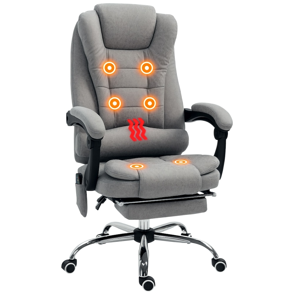 image 1 of Vinsetto Heated 6 Points Vibration Massage Executive Office Chair Grey