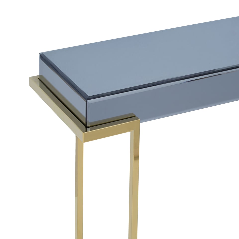 image 1 of Interiors by Premier Luxe Console Table, Modern Lounge Table With C-Shaped Base, Metallic Decorative Table, Outdoor Patio Table Grey