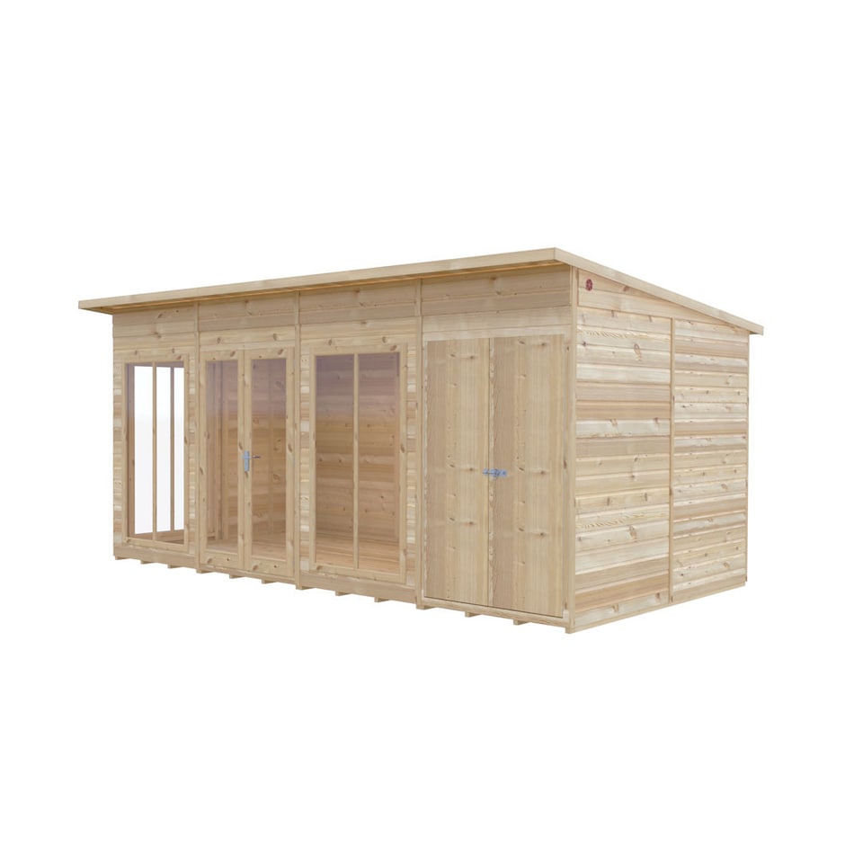 image 1 of Lela 16x8 Summerhouse including Storage - L244.8 x W476 x H227.5 cm | Brown | Honey Brown