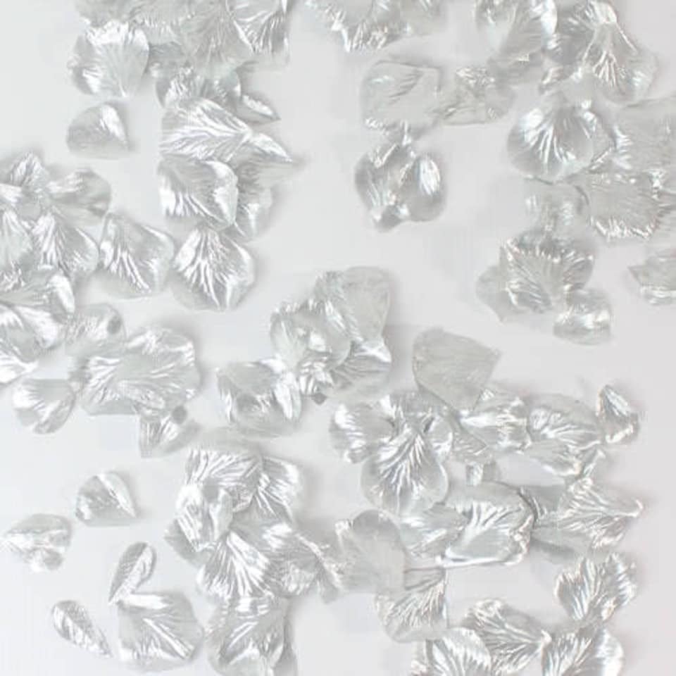 Silver Metallic Fabric Rose Petals