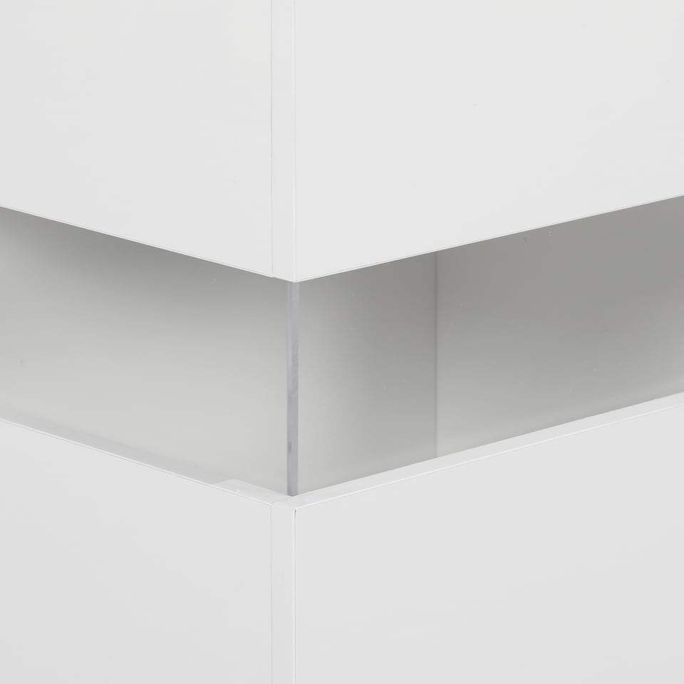 image 1 of HOMCOM LED Sideboard, High Gloss Storage Cabinet with 4 Drawers, White | White | White