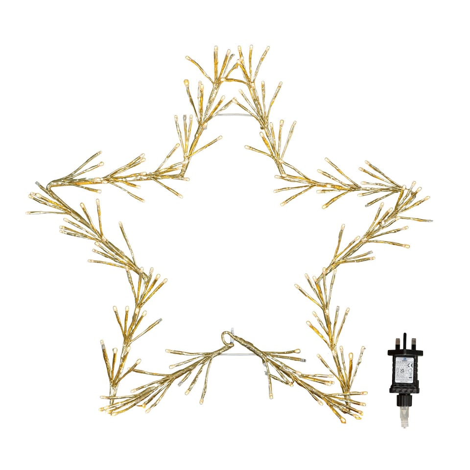 image 1 of 60cm Gold Christmas Star 150 Warm White LED Indoor/Outdoor Christmas Decorations