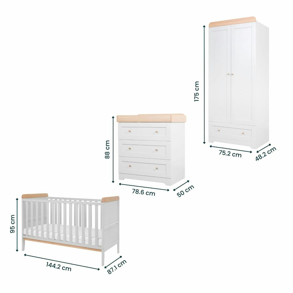 image 1 of Tutti Bambini Rio 3pc Room Set - Dove Grey/Oak