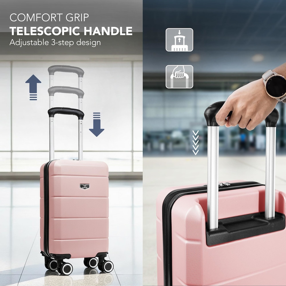 image 1 of Lugg Jetset Lightweight ABS Hard Shell Cabin Suitcase with 4 Spinner Wheels (40x30x20cm)