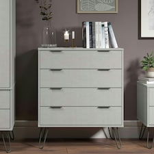 Augusta 4 Drawer Industrial Bedroom Furniture Chest of Drawers - Stylish Storage Cabinet | Grey | Grey | 1