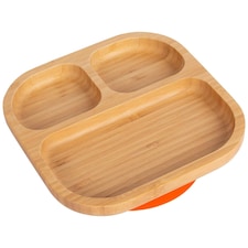 Tiny Dining Children's Bamboo Suction Plate - Orange Orange