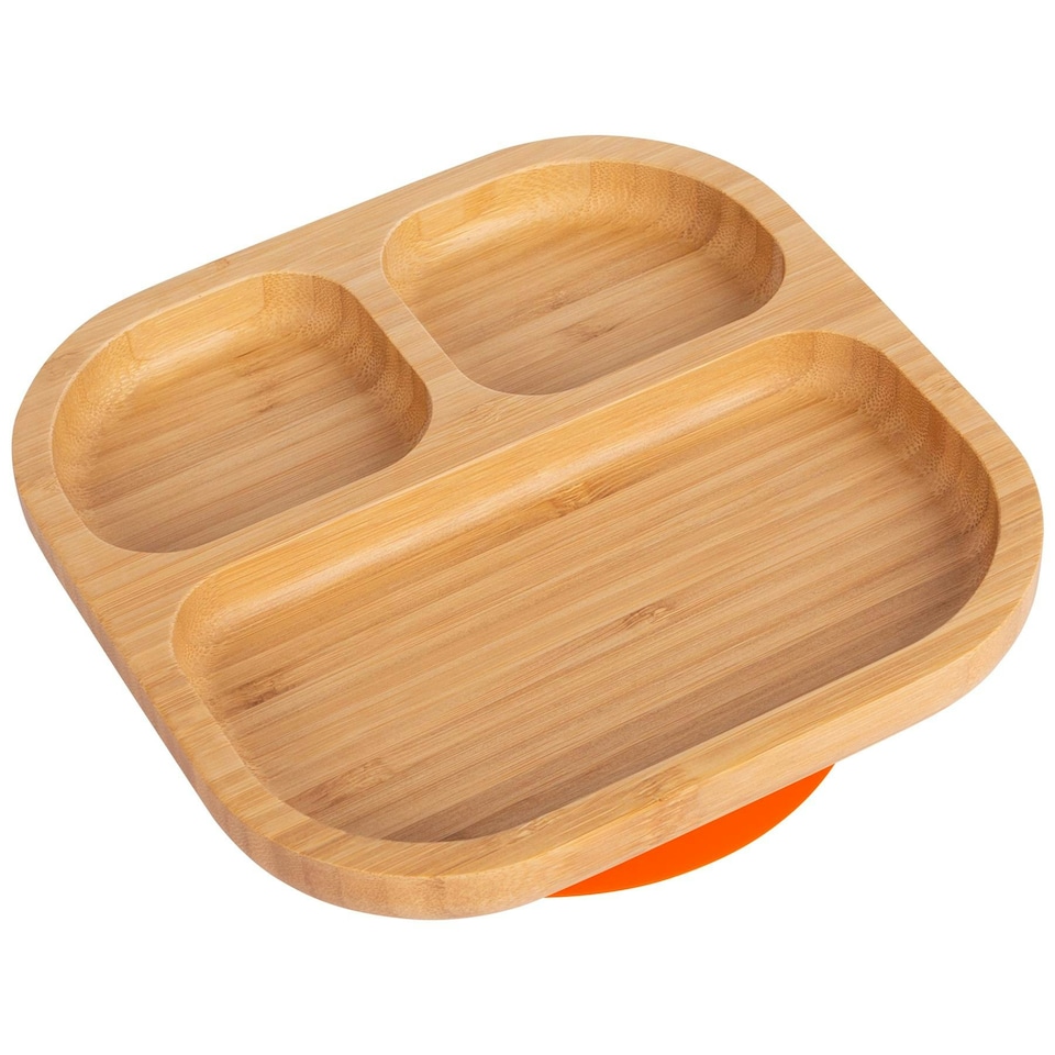 image 1 of Tiny Dining Children's Bamboo Suction Plate - Orange Orange