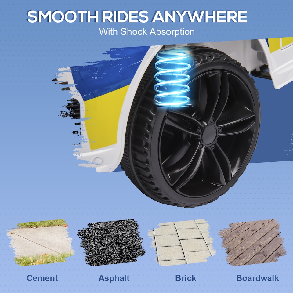 image 1 of HOMCOM 12V Electric Car for Kids, Ride on Police Car with 2 Motors, Remote Control, Siren Flashing Lights, Suspension, USB, Auxiliary Wheels, Pull handle, for 3-6 Years, White