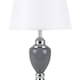 image 4 of First Choice Lighting Set of 2 Chrome and Grey Urn Table Lamps with White Shades Chrome | White