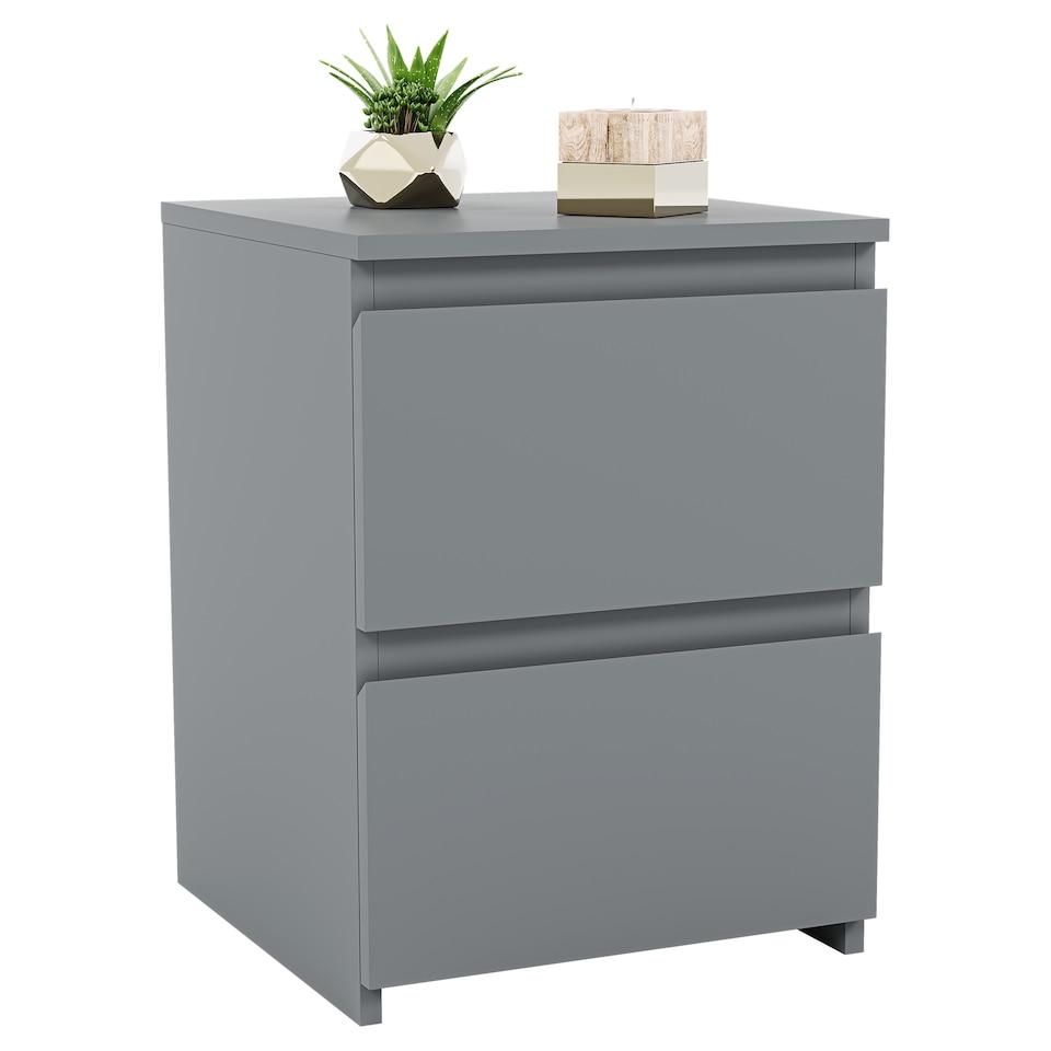 image 1 of Vida Designs Denver 2 Drawer Bedside Chest Cabinet Table Nightstand, Grey