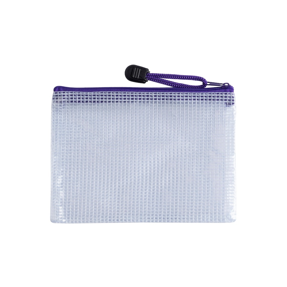 image 1 of Pack of 12 A6 Purple PVC Mesh Zip Bags