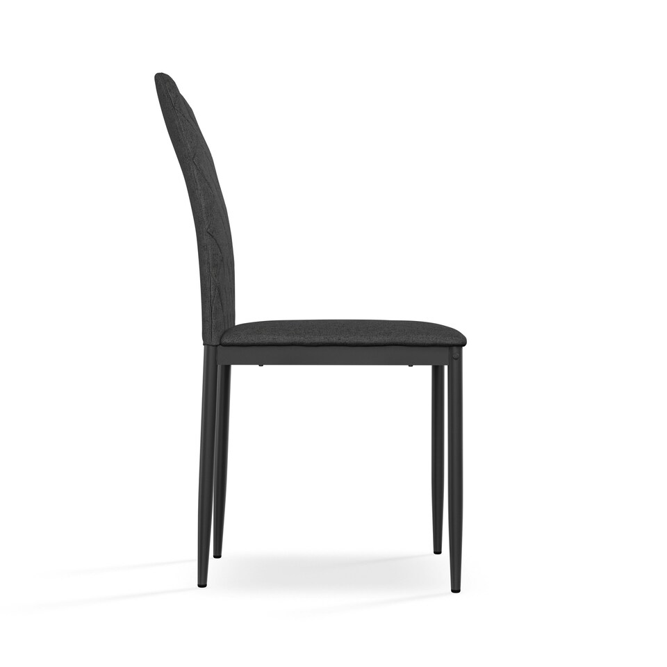 image 1 of Set Of 2 Monza Fabric Dining Chair Modern Padded Seat Metal Legs Kitchen Grey | Charcoal