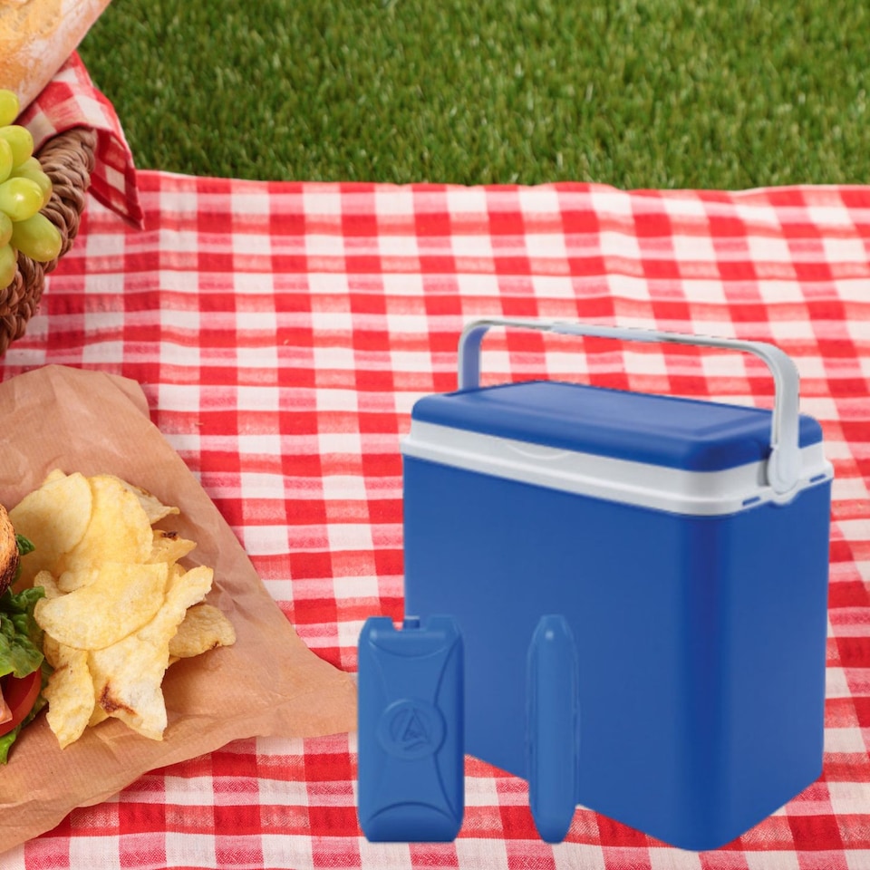 image 1 of 24L Insulated Coloured Cooler Box With 2 Ice Packs | Blue | 1