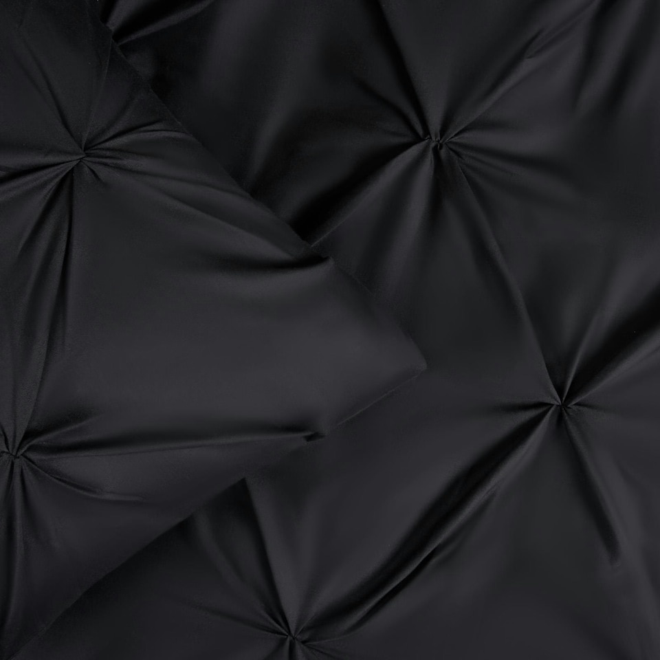 image 1 of OHS Pinch Pleat Diamond Pintuck Duvet Cover and Pillowcase Bedding Set, King - Black