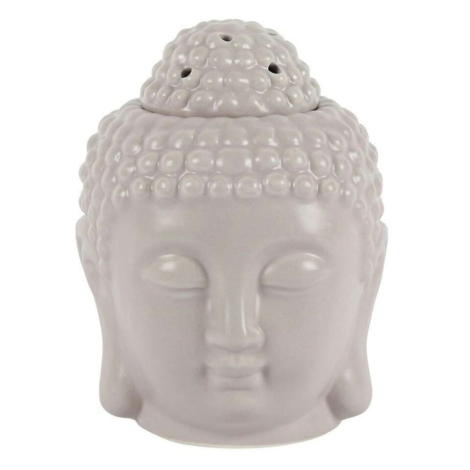 image 1 of Something Different Buddha Head Oil Burner - Grey - 10cm x 11cm x 10cm