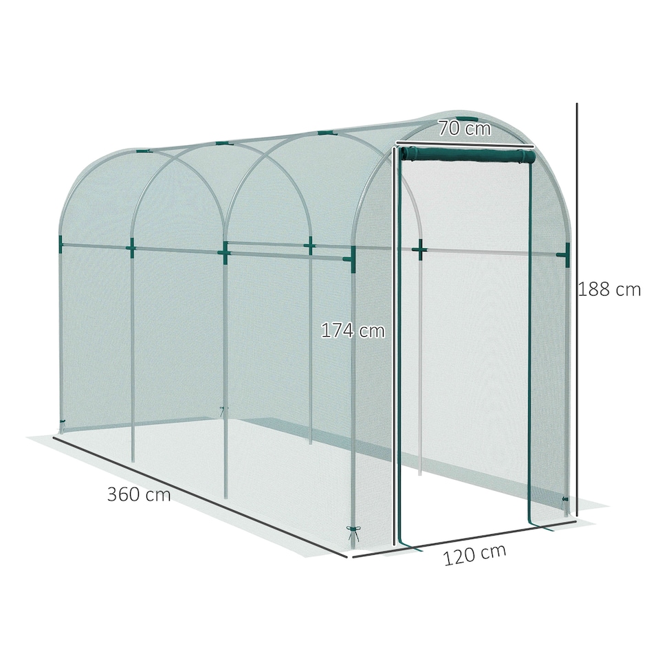 image 1 of Outsunny Fruit Cage, Plant Protection Tent, 1.2 x 3.6 x 1.9m, Green