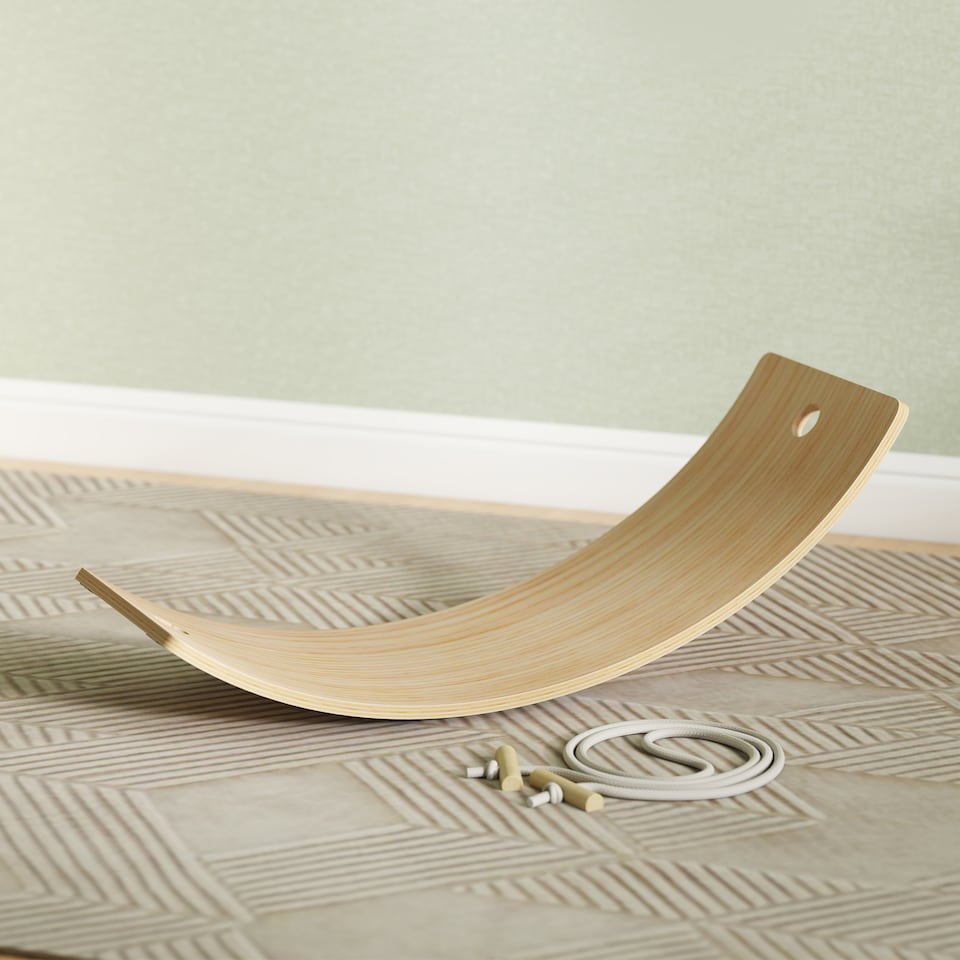 image 1 of AIYAPLAY Kids Wooden Balance Board with Rope and Felt for Sensory Play