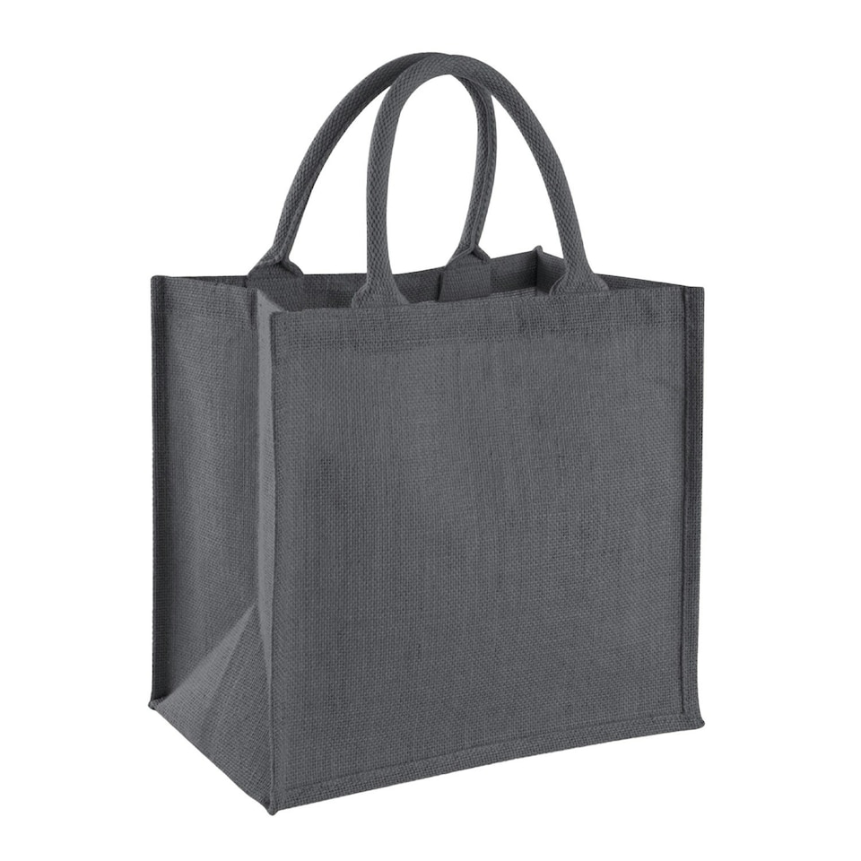 image 1 of Westford Mill Midi Jute Tote Bag - Graphite Grey - One Size | Grey