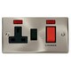 image 1 of SE HOME Satin / Brushed Chrome Cooker Control 45A With 13A Switched Plug Socket & 2 Neons Black | Satin Chrome