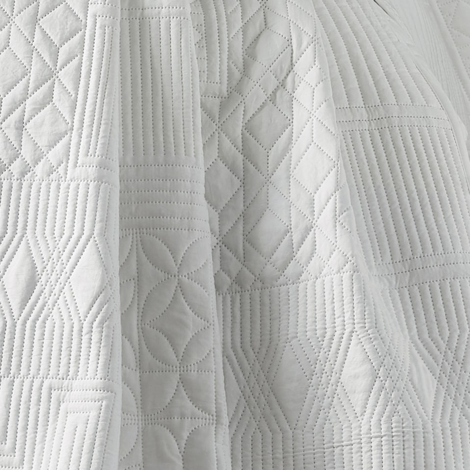 image 1 of Catherine Lansfield Folkstone Geo Bedspread | White | One Size