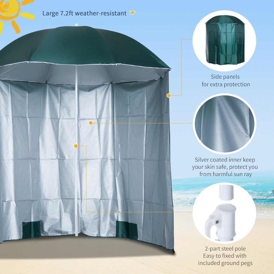image 1 of Outsunny 2.2M Fishing Umbrella Garden parasol Outdoor Sun Shelter