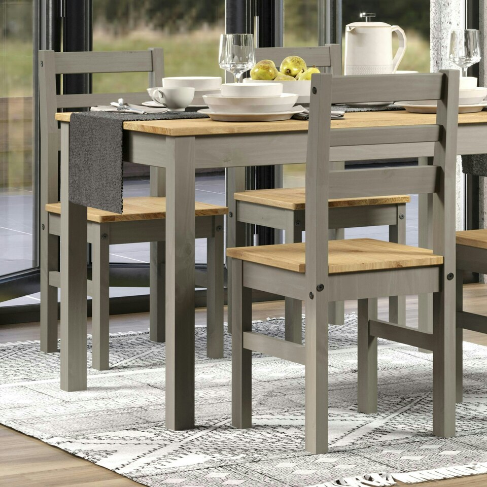 image 1 of Core Products Linea Pair of Grey Ladder Back Chairs H90.5cm x W40.5cm x D47cm Grey