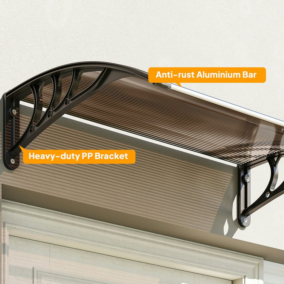 image 1 of Outsunny Outdoor Window Door Canopy with Awning Porch UV Water Cover Brown | Brown | Brown | 100 x 75 x 23 cm | 1