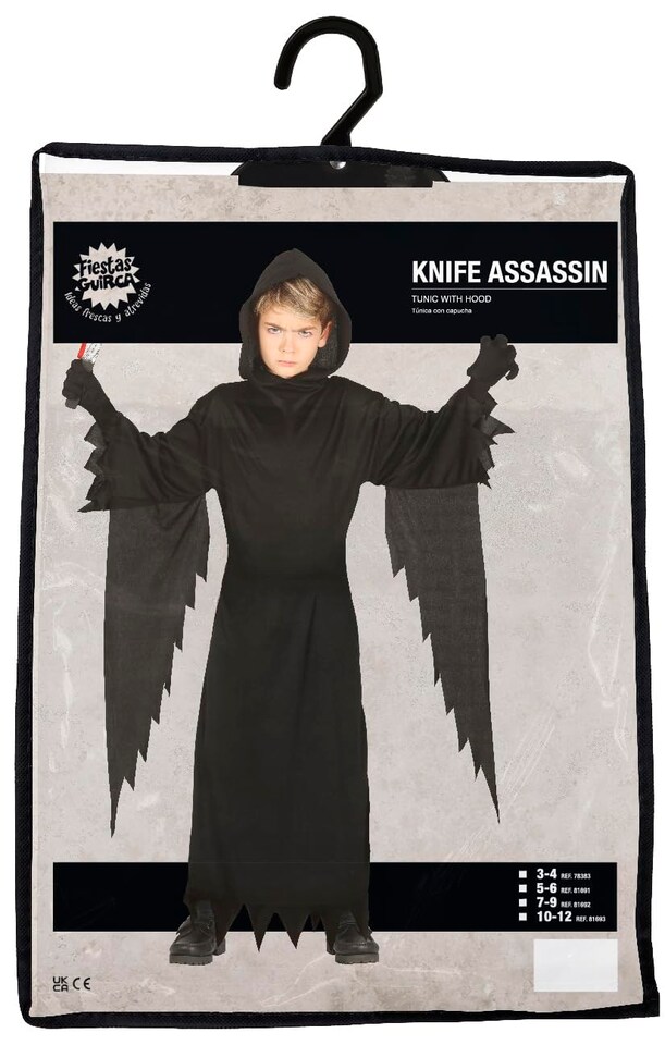 image 1 of Fancy Dress Child Assassin Black - 3-4 Years