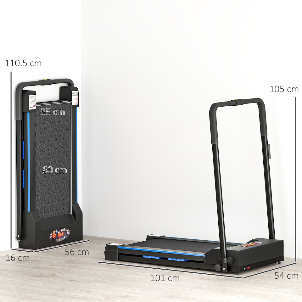 image 1 of HOMCOM 1-6 km/h Folding Motorised Treadmill Walking w/ Remote Control, Blue | Blue | Blue