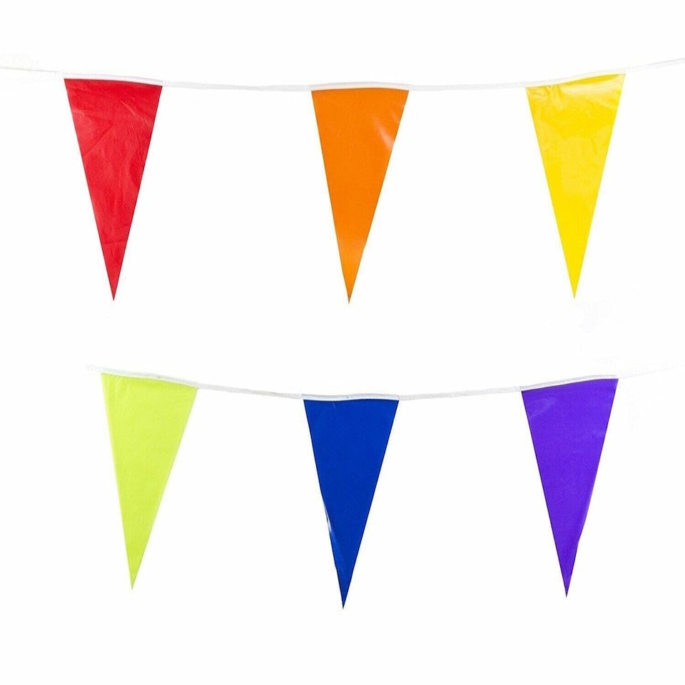 image 1 of Rainbow Multi Coloured Party Bunting 10m with 20 Pennants