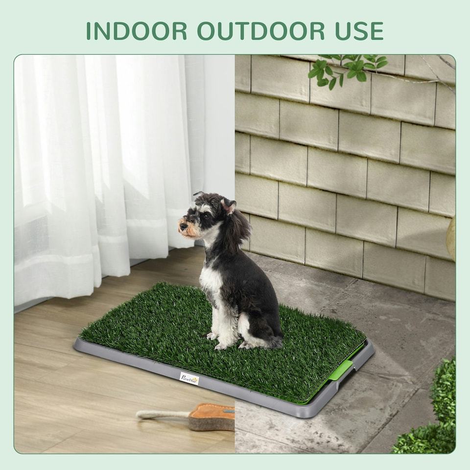image 1 of PawHut Dog Toilet with 2 Packs Artificial Grass Pads, 67 x 41cm, Green