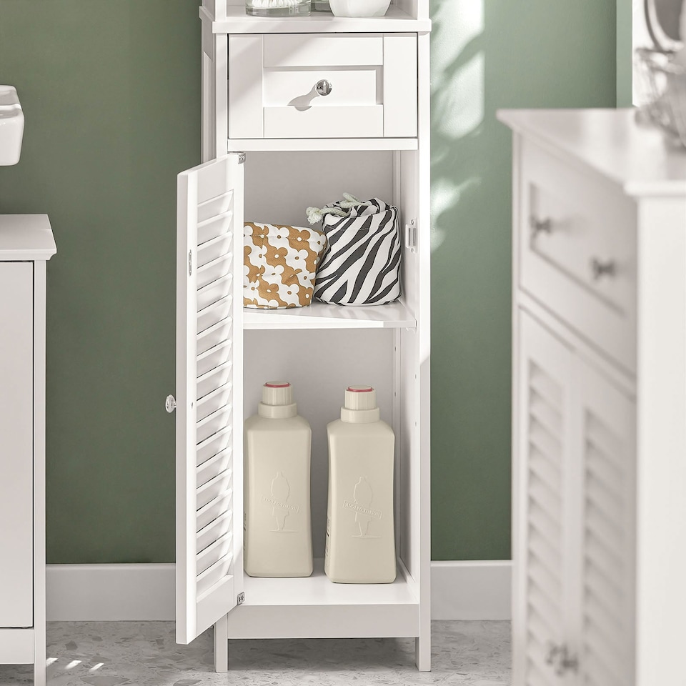 image 1 of SoBuy FRG236-W,Tall Bathroom Storage Cabinet Freestanding Unit with 2 Doors