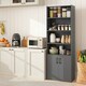 image 7 of COSTWAY 178 CM Bookcase 6-tier Modern Style Storage Grey Grey